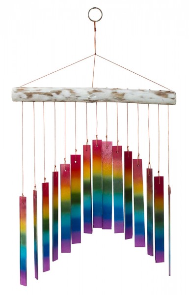 Klangspiel "Rainbow" Glas/Holz whitewashed 27x40cm